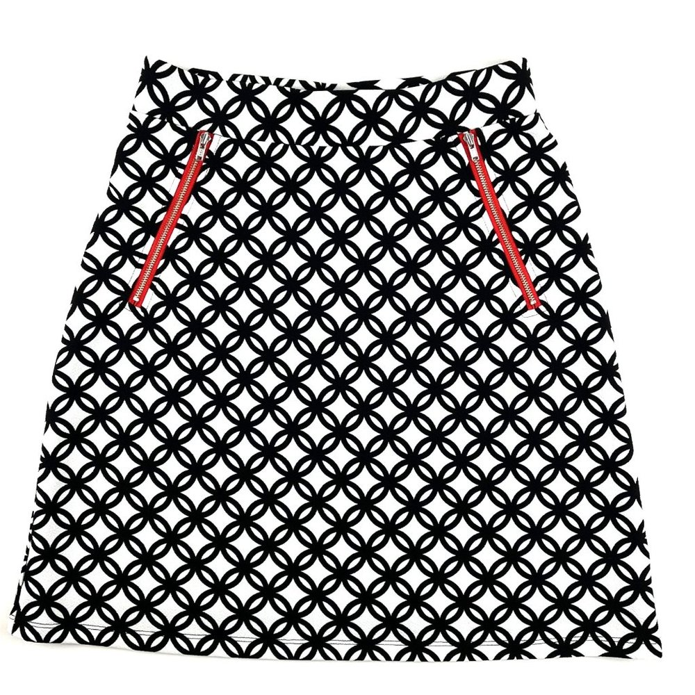 41 Hawthorn Women's Black & White Print A-Line Mini Skirt Stretch Zipper Details